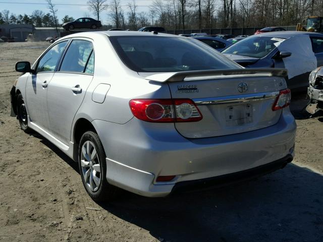 2T1BU4EE2BC613898 - 2011 TOYOTA COROLLA BA SILVER photo 3