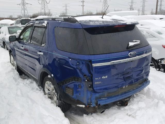 1FM5K8D81DGB98658 - 2013 FORD EXPLORER X BLUE photo 3