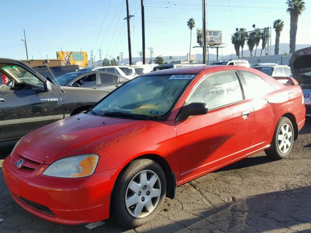 1HGEM22521L124738 - 2001 HONDA CIVIC LX RED photo 2