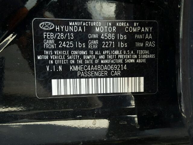 KMHEC4A48DA069214 - 2013 HYUNDAI SONATA HYB BLACK photo 10