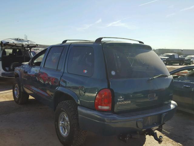 1B4HS28Z2YF153786 - 2000 DODGE DURANGO GREEN photo 3