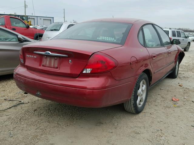 1FAFP53U01A128239 - 2001 FORD TAURUS SE RED photo 4