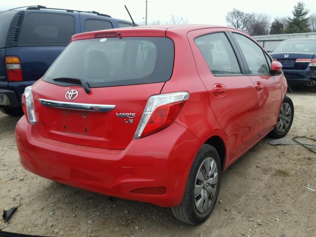 JTDKTUD32ED573803 - 2014 TOYOTA YARIS RED photo 4