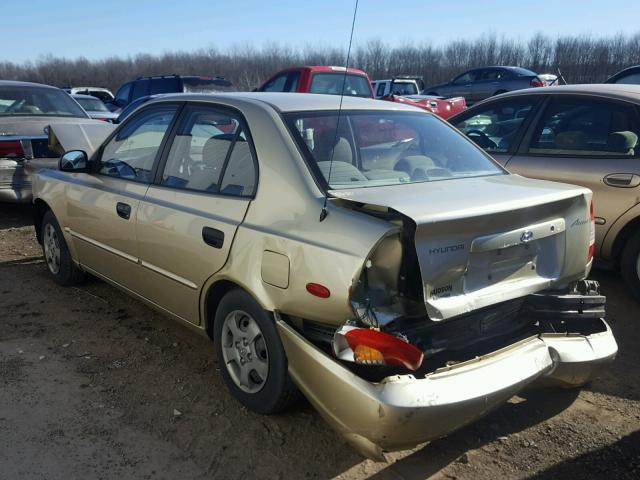 KMHCG45C32U403741 - 2002 HYUNDAI ACCENT GL GOLD photo 3