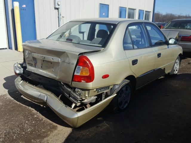 KMHCG45C32U403741 - 2002 HYUNDAI ACCENT GL GOLD photo 4