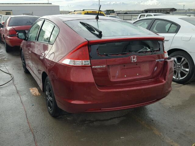 JHMZE2H56AS012470 - 2010 HONDA INSIGHT LX BURGUNDY photo 3