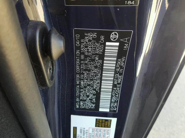 JTKDE3B78A0317758 - 2010 TOYOTA SCION TC 蓝色 照片 10