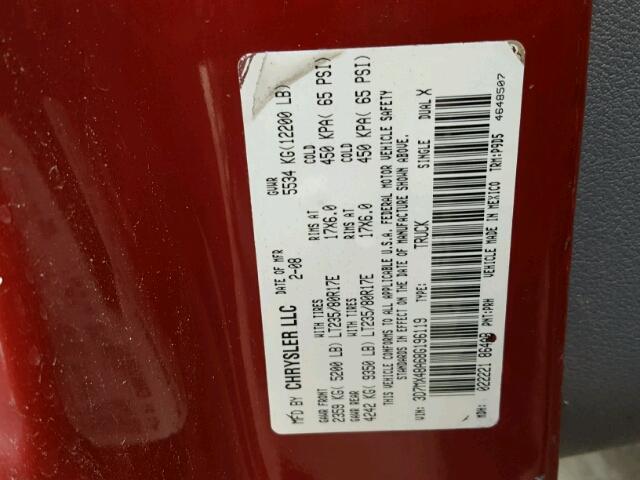 3D7MX48A68G196119 - 2008 DODGE RAM 3500 S RED photo 10