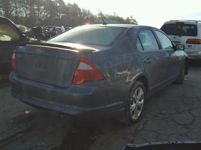 3FAHP0HA6CR349704 - 2012 FORD FUSION SE BLUE photo 4