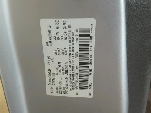 1D7KS28CX6J215441 - 2006 DODGE RAM 2500 S SILVER photo 10