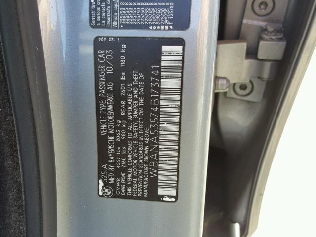 WBANA53574B173741 - 2004 BMW 525 I GRAY photo 10