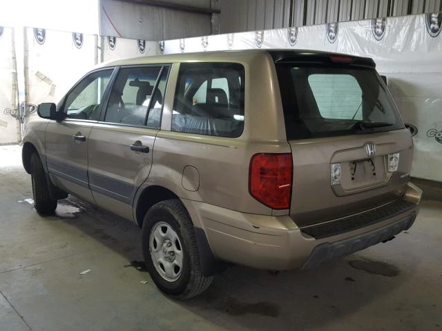 2HKYF18115H544408 - 2005 HONDA PILOT LX GOLD photo 3