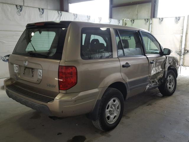 2HKYF18115H544408 - 2005 HONDA PILOT LX GOLD photo 4