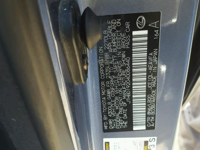 JTHBD192040086440 - 2004 LEXUS IS 300 BLUE photo 10