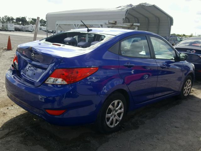 KMHCT4AE0EU638377 - 2014 HYUNDAI ACCENT GLS BLUE photo 4