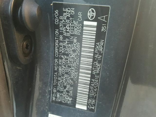 JTKDE177260125689 - 2006 TOYOTA SCION TC 灰色 照片 10