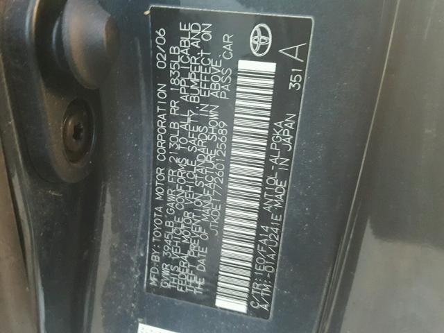 JTKDE177260125689 - 2006 TOYOTA SCION TC GRAY photo 10