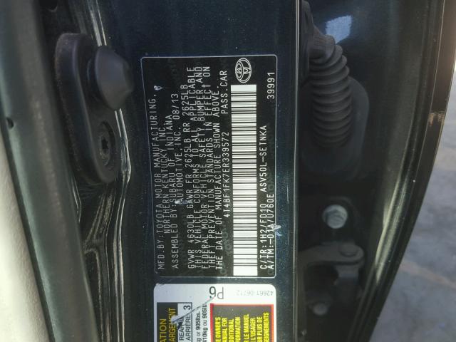 4T4BF1FK7ER339572 - 2014 TOYOTA CAMRY L GRAY photo 10