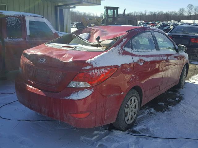 KMHCT4AE6CU145073 - 2012 HYUNDAI ACCENT GLS RED photo 4