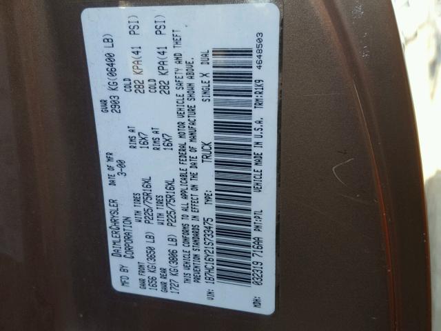 1B7HC16Y21S733475 - 2001 DODGE RAM 1500 GOLD photo 10