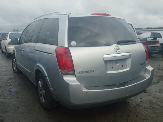 5N1BV28U47N102620 - 2007 NISSAN QUEST S SILVER photo 3