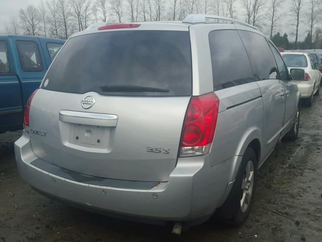 5N1BV28U47N102620 - 2007 NISSAN QUEST S SILVER photo 4