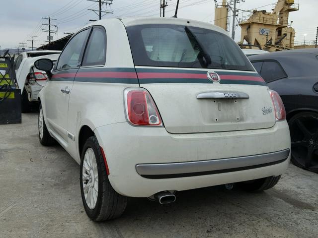 3C3CFFCR7CT269603 - 2012 FIAT 500 LOUNGE WHITE photo 3