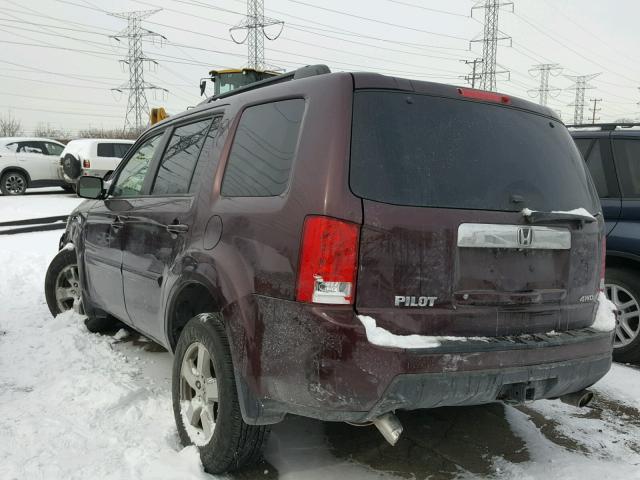 5FNYF48679B037630 - 2009 HONDA PILOT EXL BURGUNDY photo 3