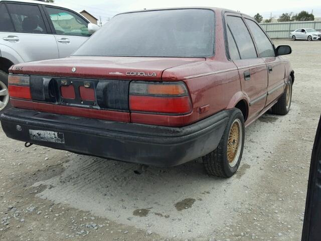 JT2AE94A3L3303119 - 1990 TOYOTA COROLLA DL RED photo 4