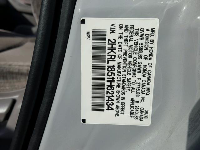 2HKRL18511H621434 - 2001 HONDA ODYSSEY LX SILVER photo 10