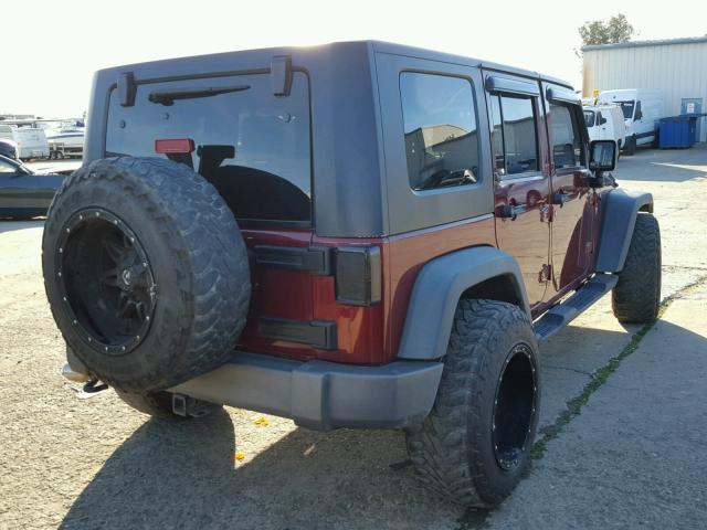 1J4GB39129L766047 - 2009 JEEP WRANGLER U BURGUNDY photo 4