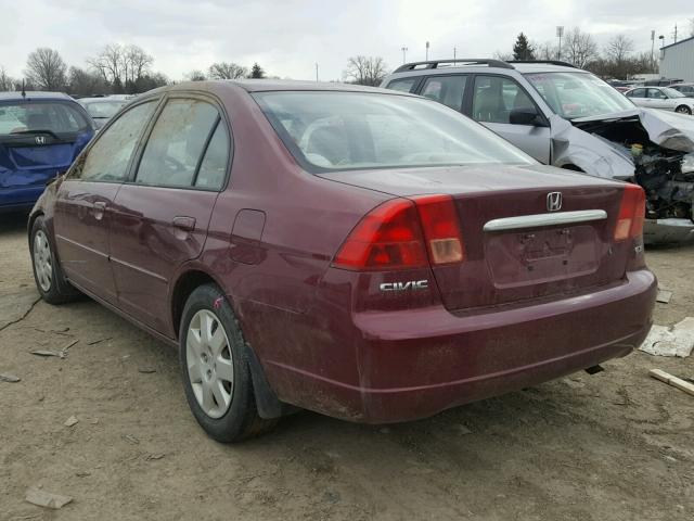 1HGES26752L024295 - 2002 HONDA CIVIC EX ბურგუნდია ფოტო 3