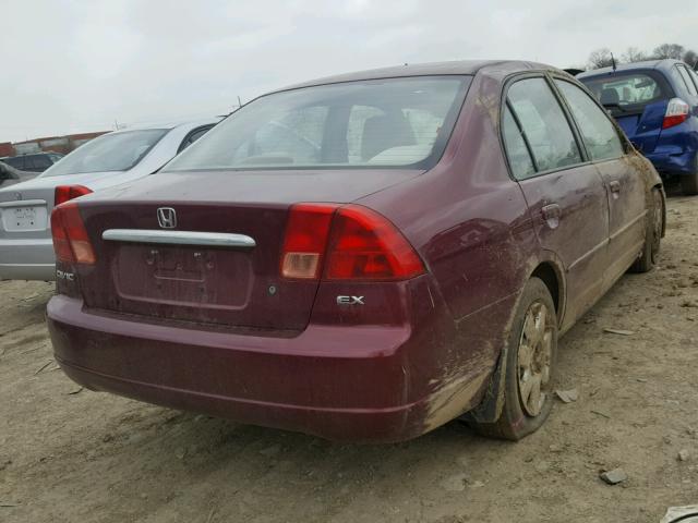 1HGES26752L024295 - 2002 HONDA CIVIC EX BURGUNDY photo 4