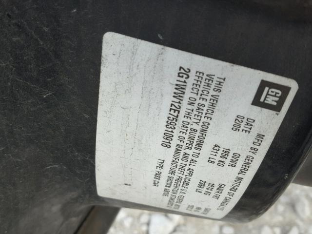 2G1WW12E759310918 - 2005 CHEVROLET MONTE CARL შავი ფოტო 10