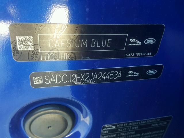 SADCJ2FX2JA244534 - 2018 JAGUAR F-PACE PRE BLUE photo 10