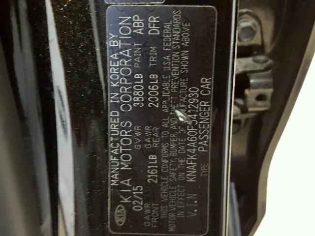 KNAFK4A60F5412930 - 2015 KIA FORTE LX BLACK photo 10