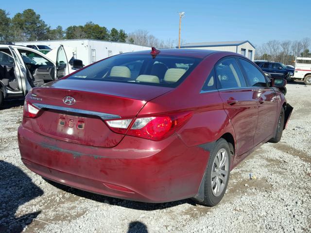 5NPEB4AC8BH238085 - 2011 HYUNDAI SONATA GLS RED photo 4