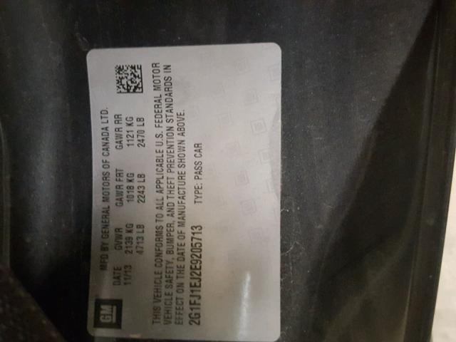 2G1FJ1EJ2E9205713 - 2014 CHEVROLET CAMARO SS Gris foto 10