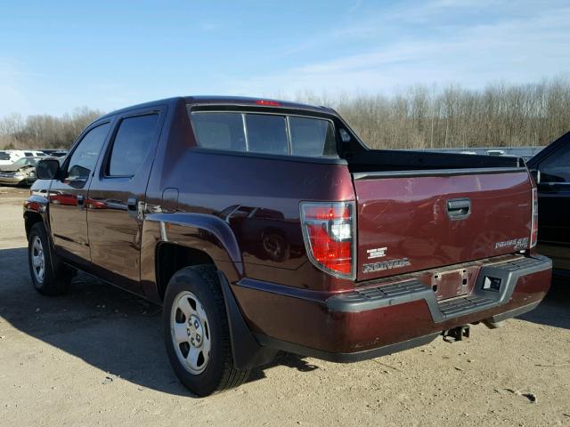 5FPYK1F24CB455393 - 2012 HONDA RIDGELINE BURGUNDY photo 3