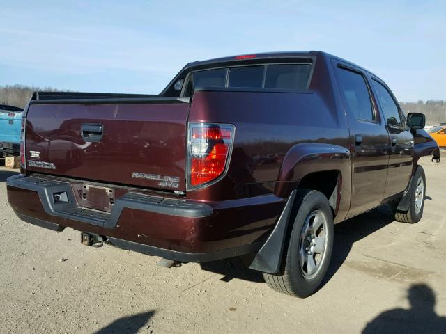 5FPYK1F24CB455393 - 2012 HONDA RIDGELINE BURGUNDY photo 4