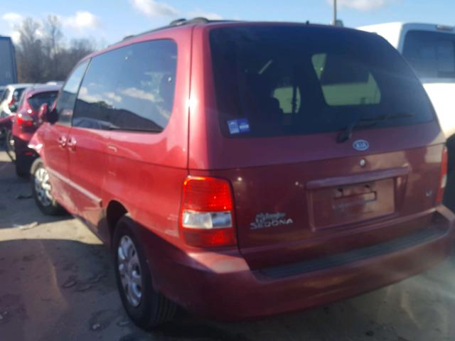 KNDUP132556721886 - 2005 KIA SEDONA EX RED photo 3