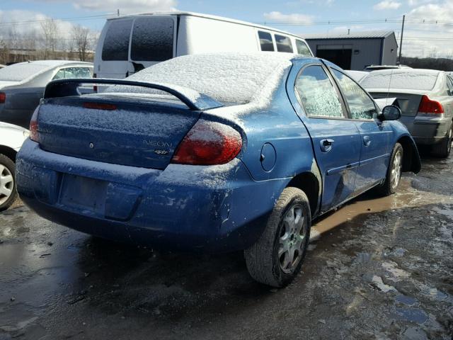 1B3ES56CX3D144376 - 2003 DODGE NEON SXT BLUE photo 4