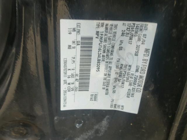 1FMPU16L34LB83095 - 2004 FORD EXPEDITION BLACK photo 10