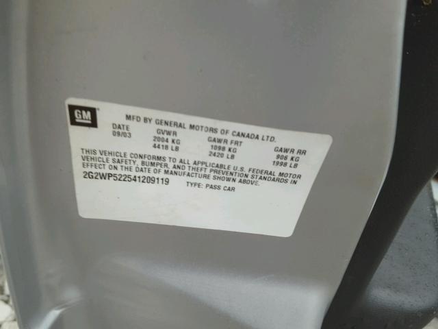 2G2WP522541209119 - 2004 PONTIAC GRAND PRIX Gümüş foto 10