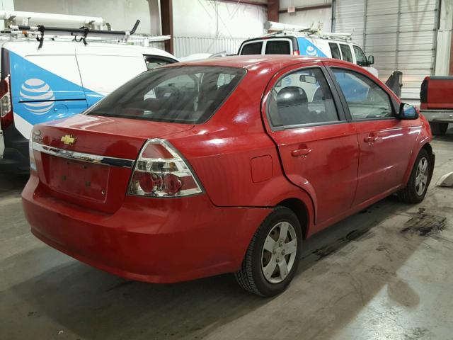 KL1TD56E89B326624 - 2009 CHEVROLET AVEO LS RED photo 4