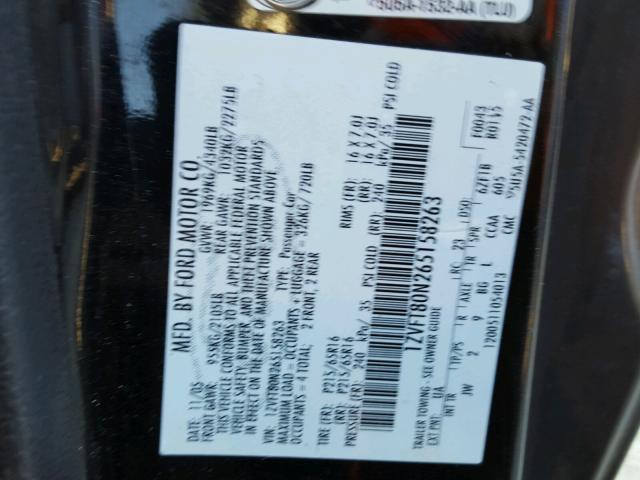 1ZVFT80N265158263 - 2006 FORD MUSTANG BLACK photo 10