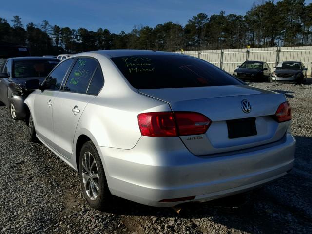 3VW1K7AJXBM364809 - 2011 VOLKSWAGEN JETTA BASE SILVER photo 3