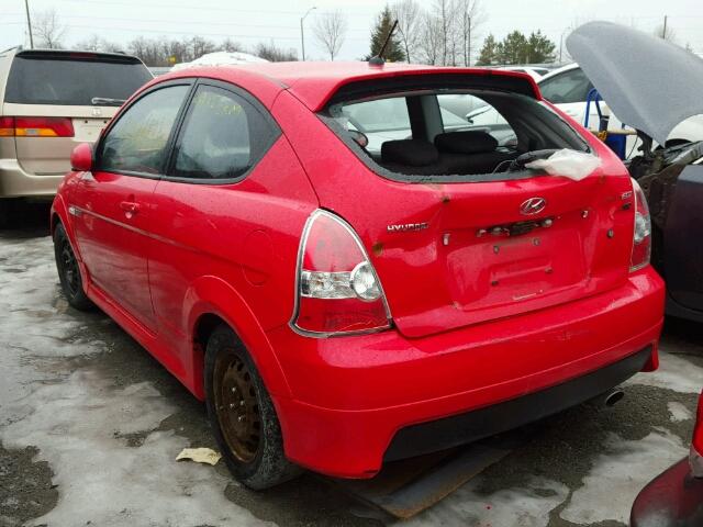 KMHCN35C97U041406 - 2007 HYUNDAI ACCENT BAS RED photo 3