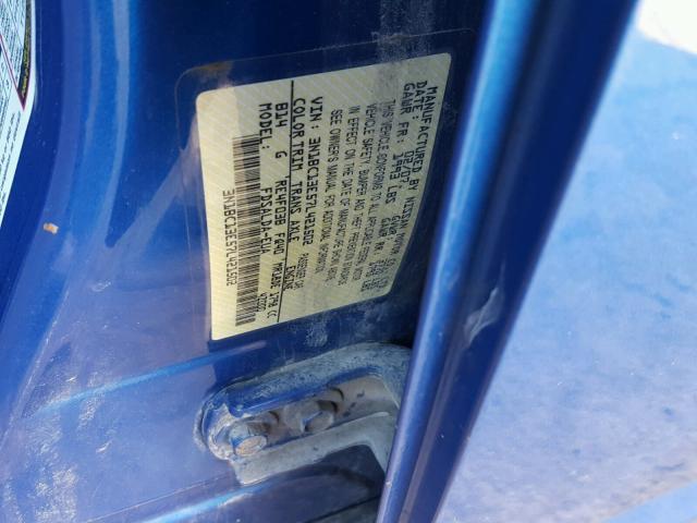 3N1BC13E57L421502 - 2007 NISSAN VERSA S BLUE photo 10