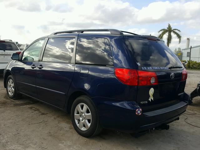 5TDZK23CX7S054514 - 2007 TOYOTA SIENNA CE BLUE photo 3